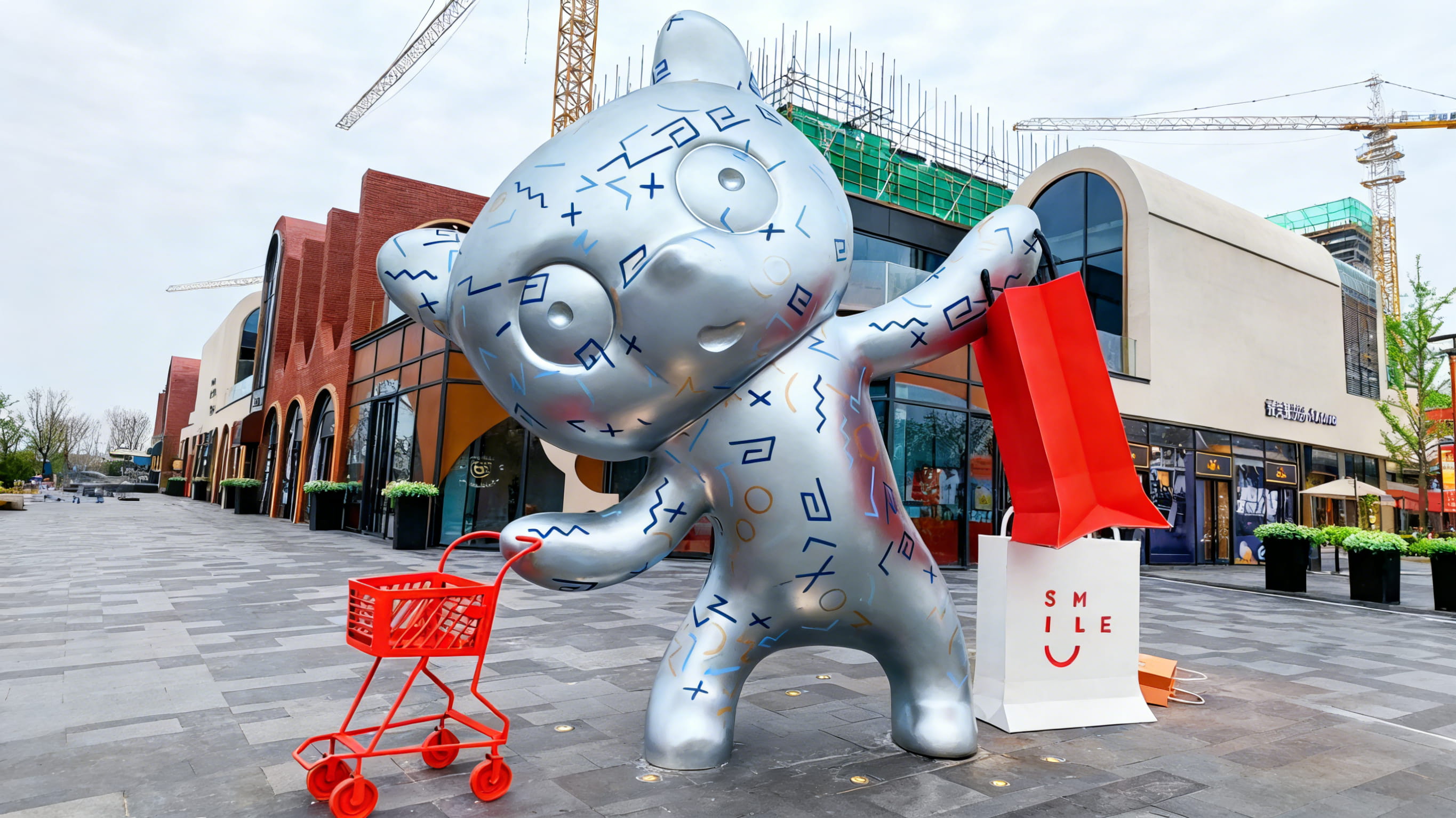 不锈钢雕塑（购物中心前场・购物萌宠）