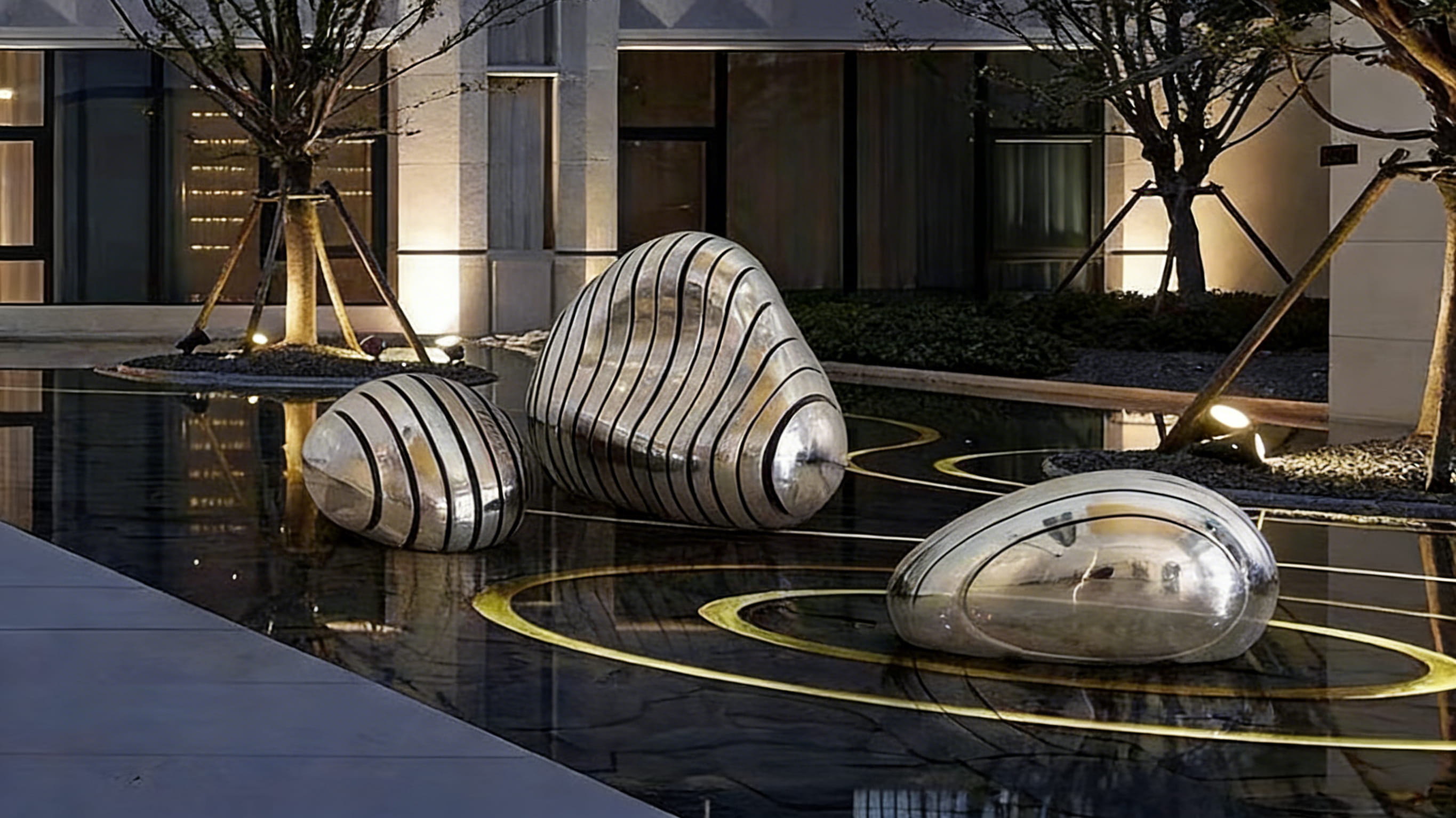 不锈钢雕塑（公区核心位・流纹聚晖）