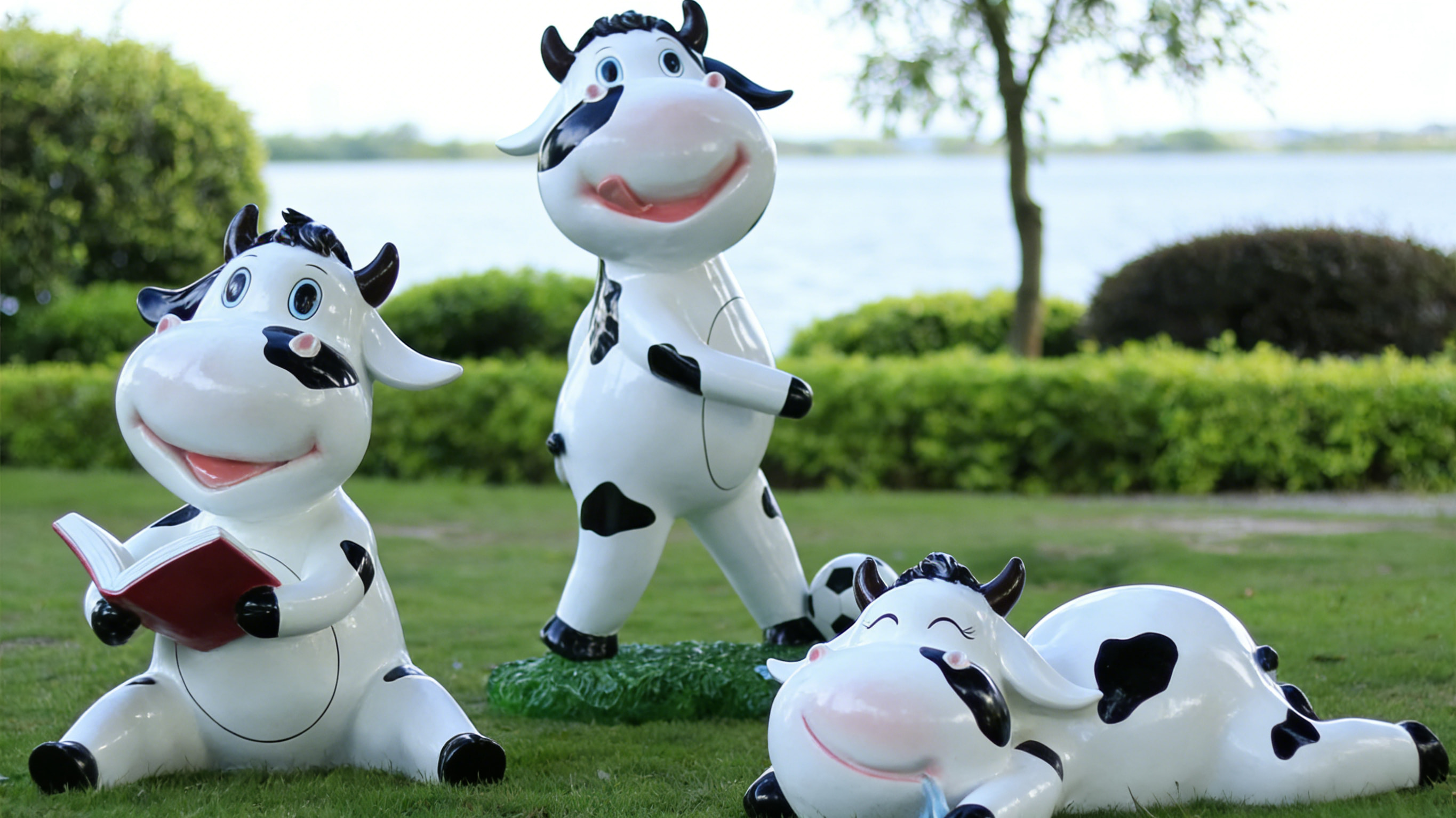 玻璃钢雕塑（田园景区雕塑・快乐奶牛）