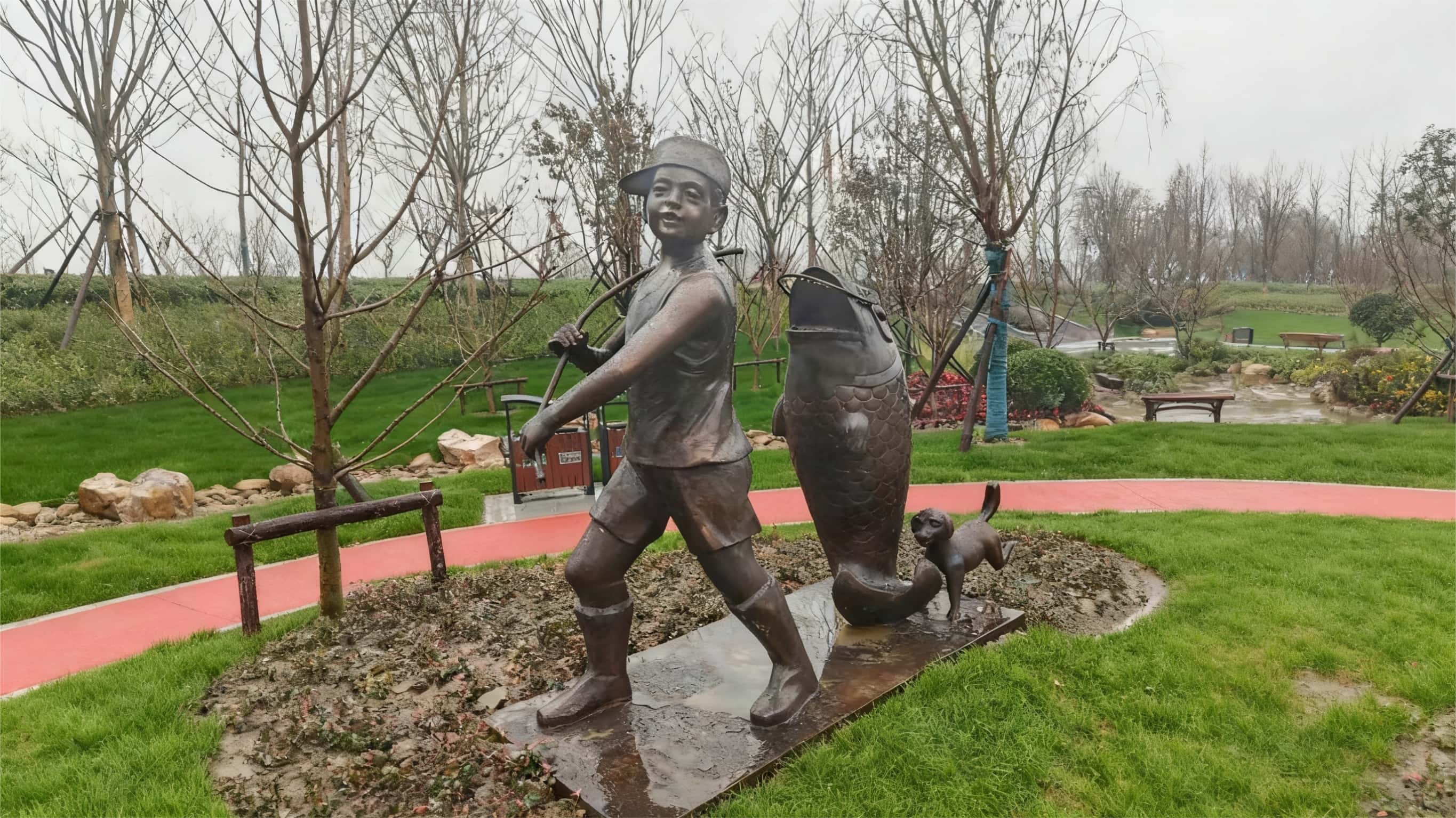 铜制雕塑（乡村振兴公园・渔乐童趣）