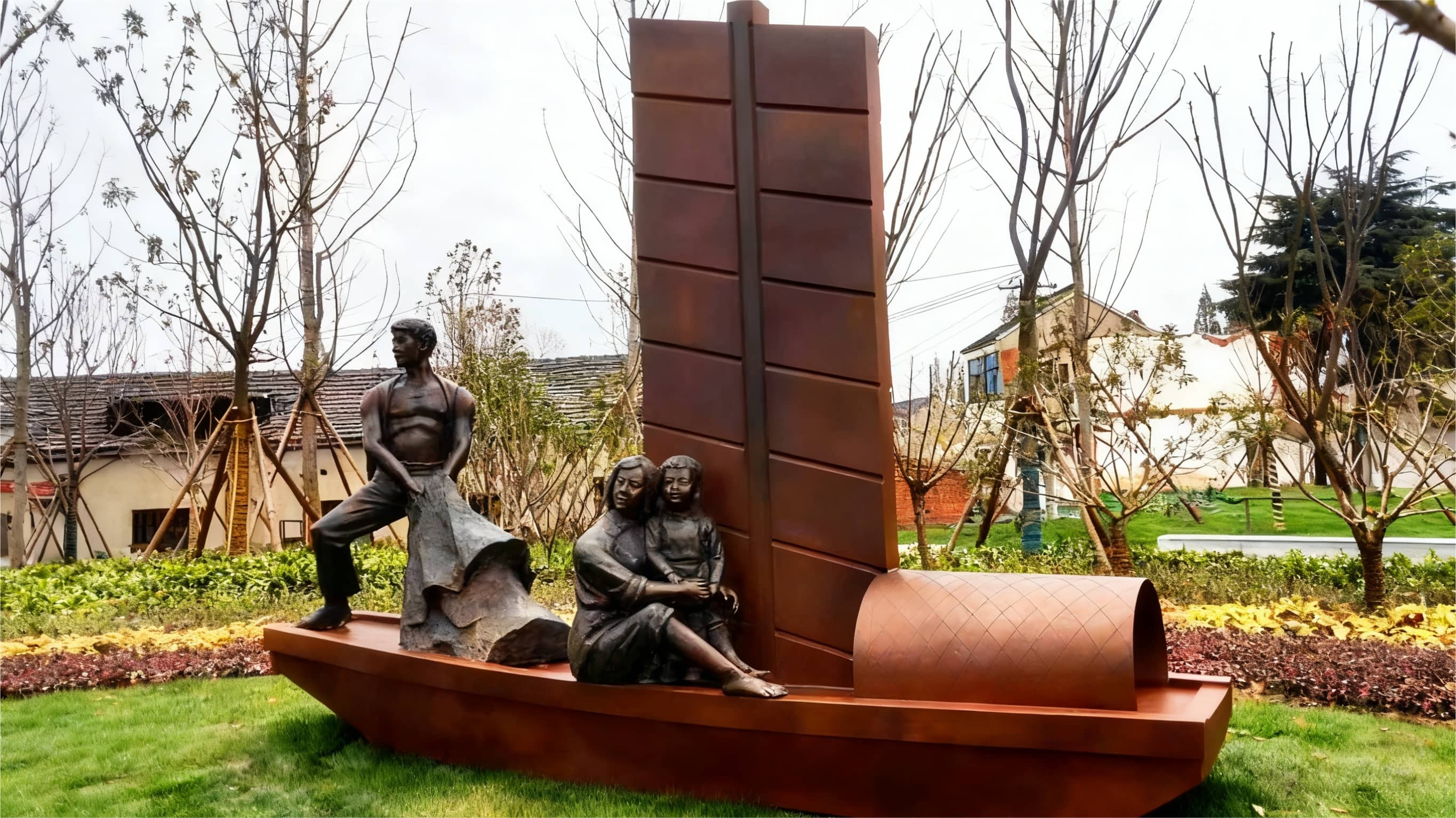 铜制雕塑（水乡文化公园・帆影归舟）